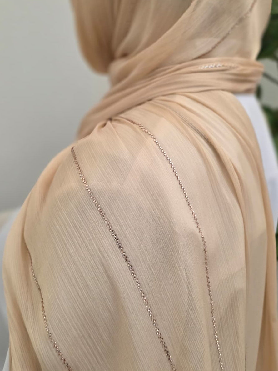 Rhinestone Chiffon Veils (With Fold)