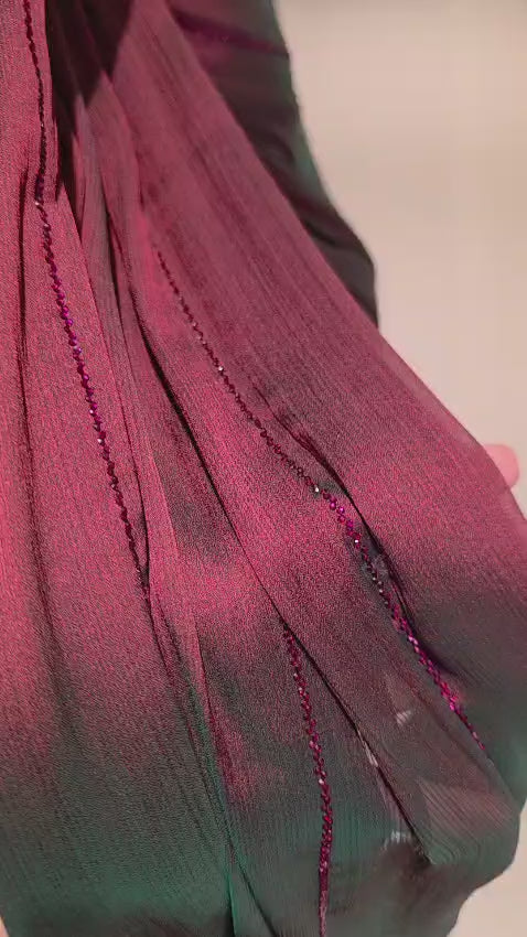 Rhinestone Chiffon Veils (With Fold)